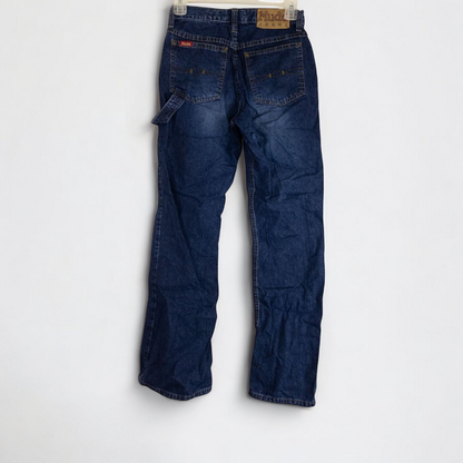 Vintage 1990s Mudd blue denim jeans with button closure hanging on hanger front view image 4
