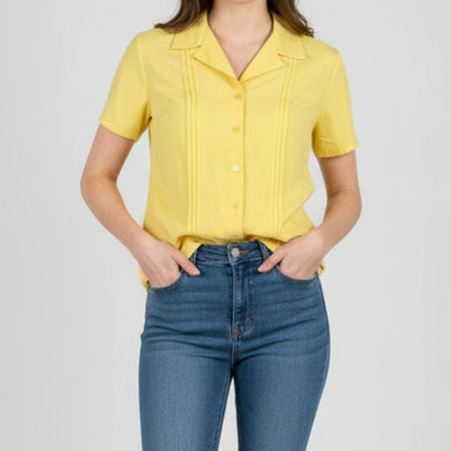 Sag Harbor Vintage Yellow Button Front Blouse Womens Small