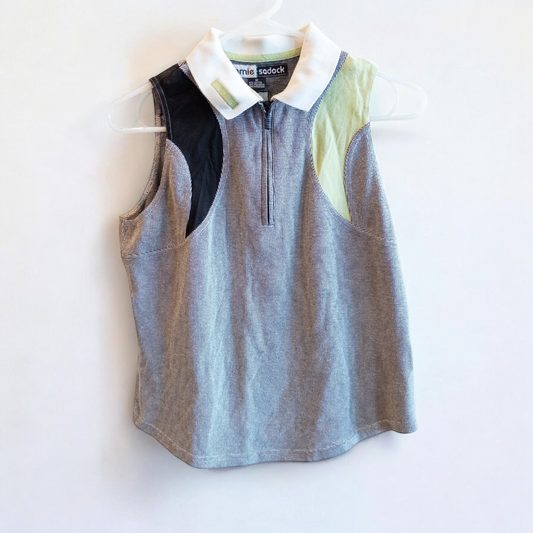 Jamie Sadock vintage 1990s black polo tank top with half zip and color block detail size medium