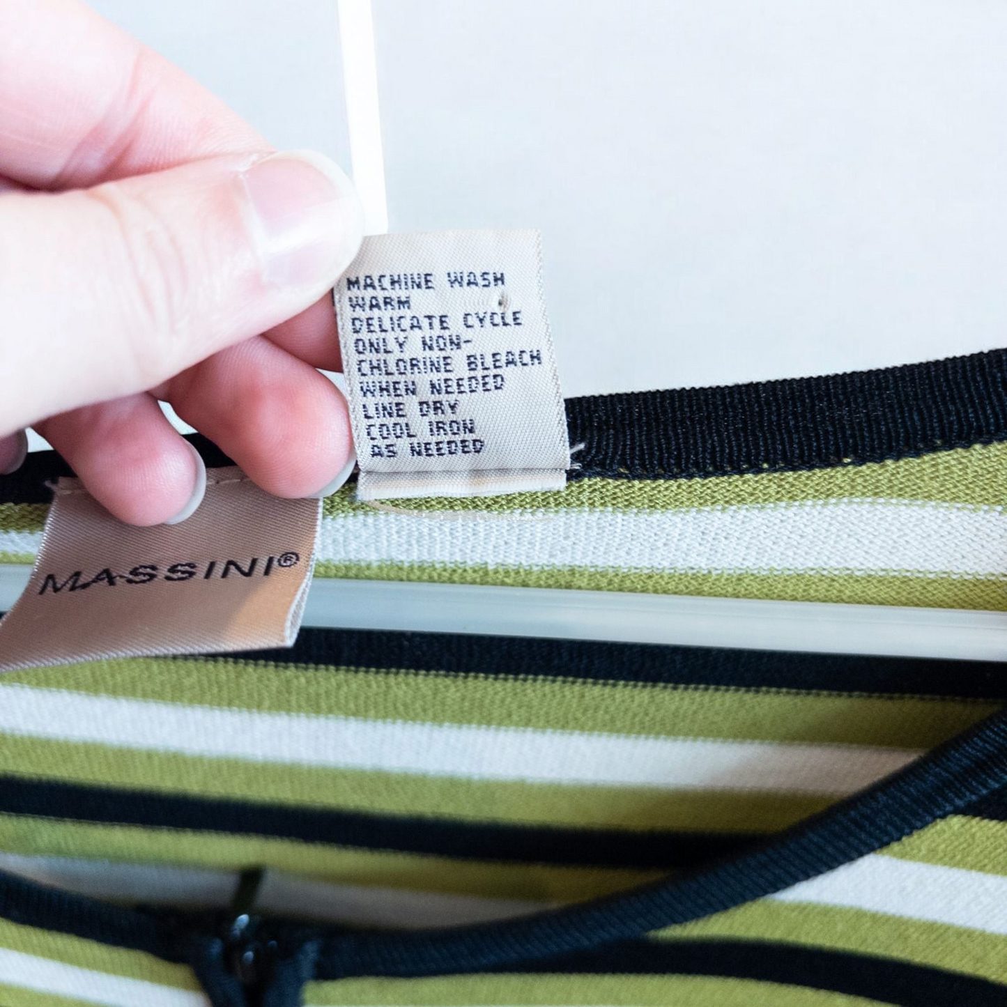 Massini vintage striped green black knit shirt for women with half-zip front and short sleeves image 13