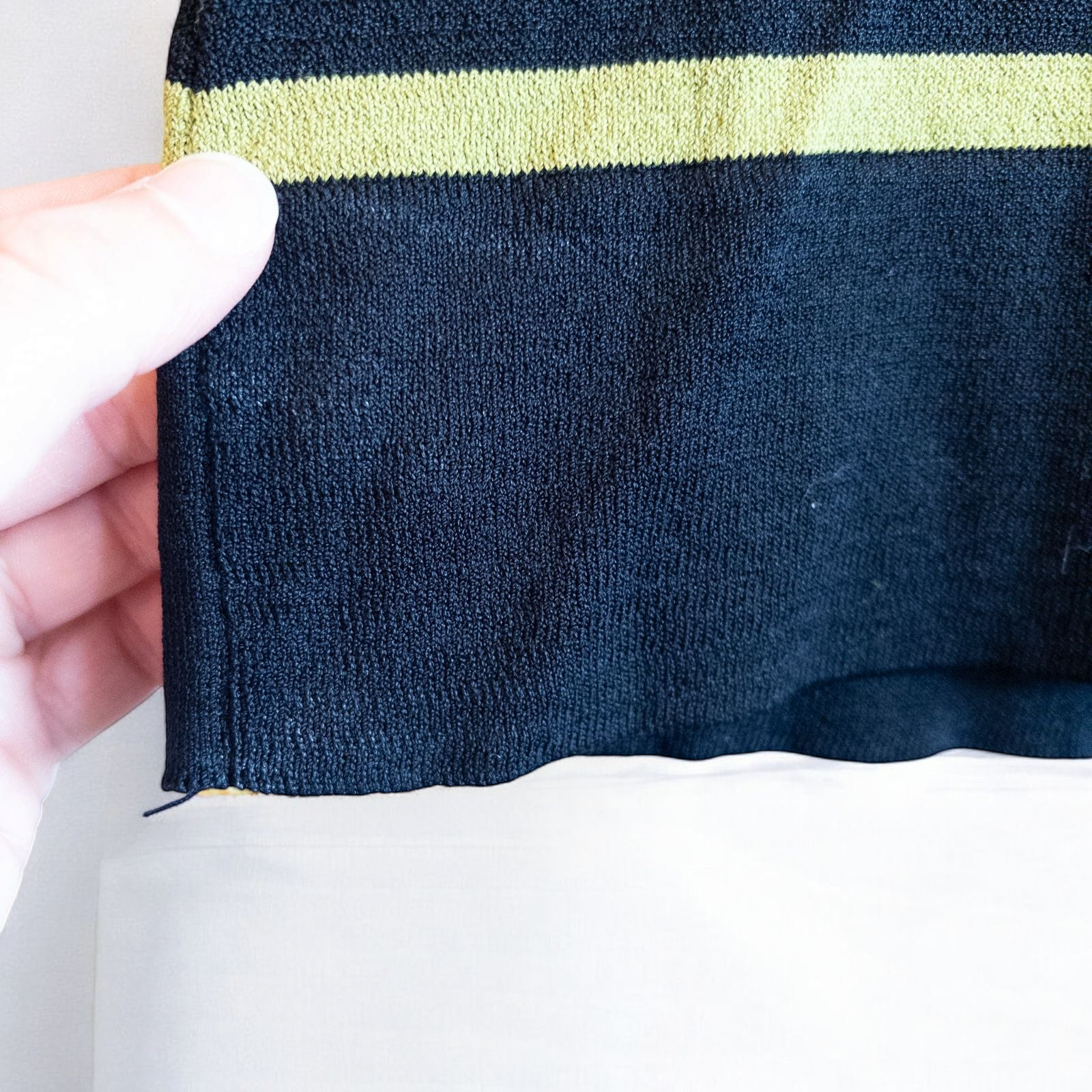 Massini vintage striped green black knit shirt for women with half-zip front and short sleeves image 7