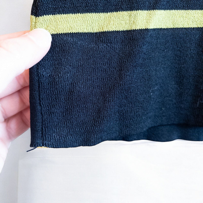 Massini vintage striped green black knit shirt for women with half-zip front and short sleeves image 7