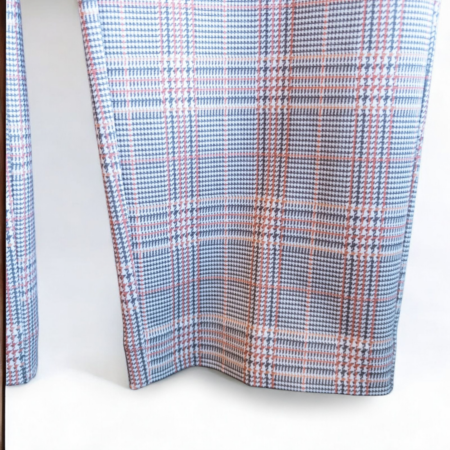 Liverpool Kelsey Lava Flow orange plaid straight leg trousers with tags hanging on white cabinet image 5