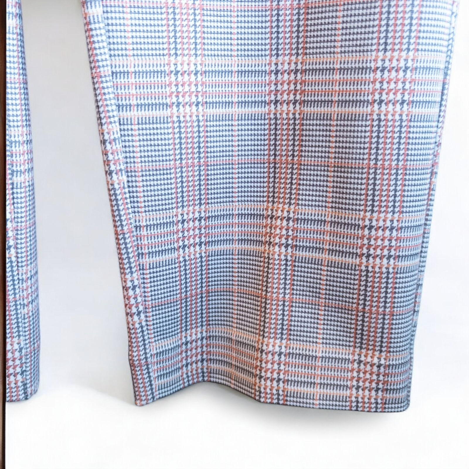 Liverpool Kelsey Lava Flow orange plaid straight leg trousers with tags hanging on white cabinet image 5
