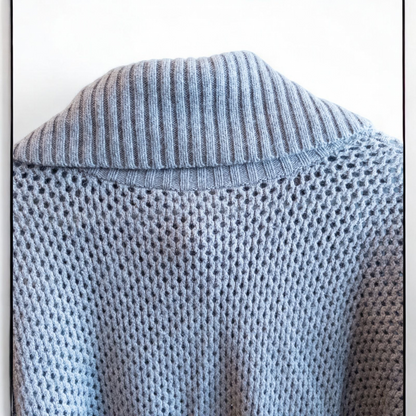 BCBGMaxazria gray dusk open knit cowl neck sweater with short sleeves and front pouch pocket image 7