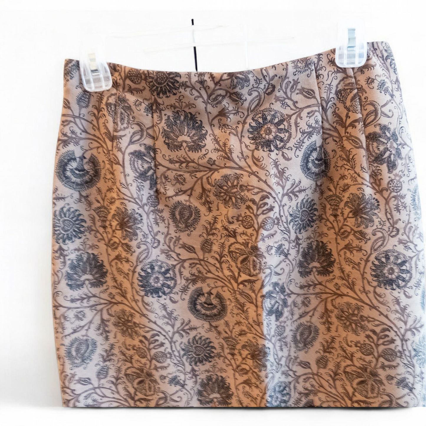 Briggs brown suede longline jacket with padded shoulders and paisley maxi skirt set sized women's 8 image 11