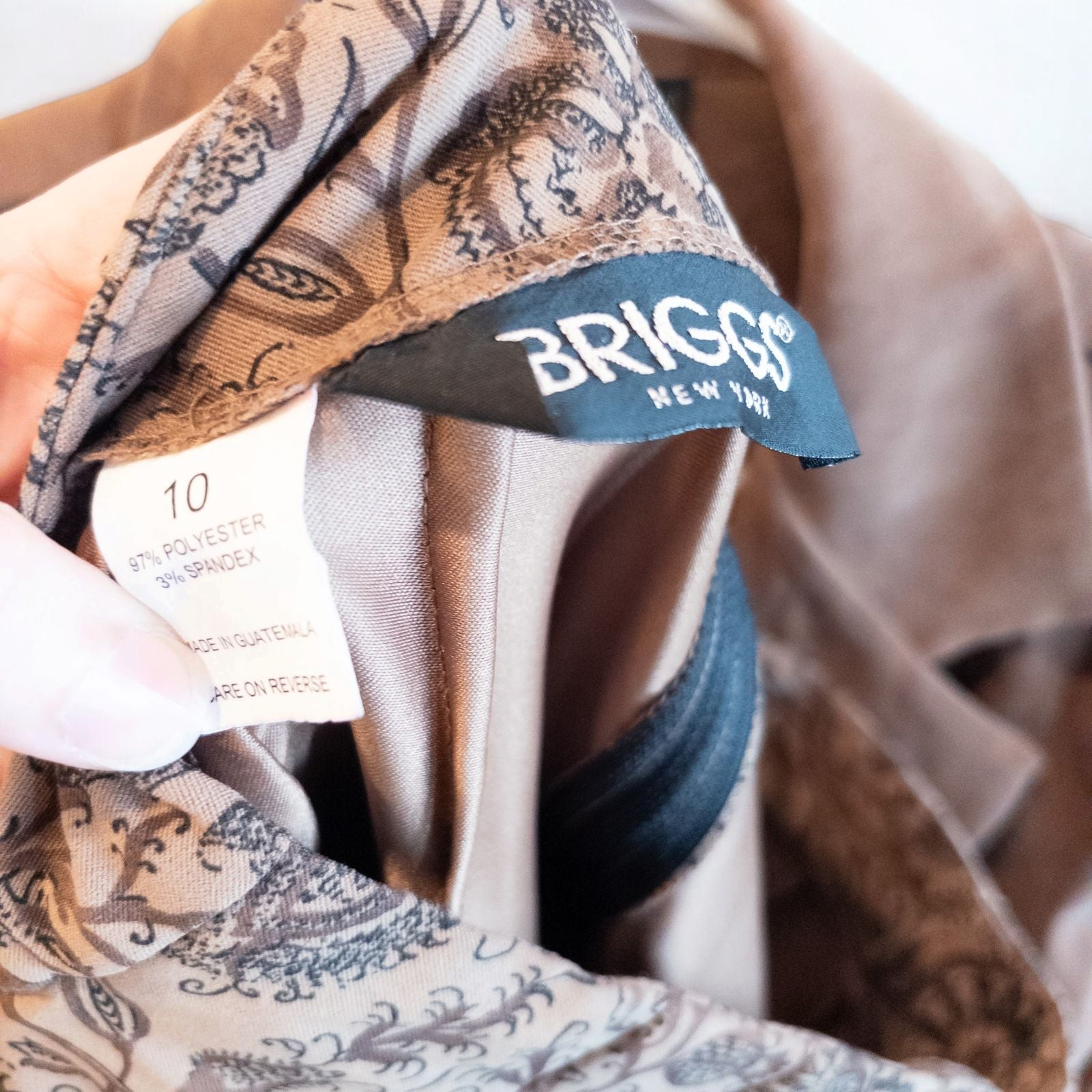 Briggs brown suede longline jacket with padded shoulders and paisley maxi skirt set sized women's 8 image 14