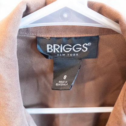 Briggs brown suede longline jacket with padded shoulders and paisley maxi skirt set sized women's 8 image 8