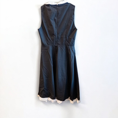 Glorystar vintage German Oktoberfest costume black dress with lace blouse and blue apron set hanging on white door image 5