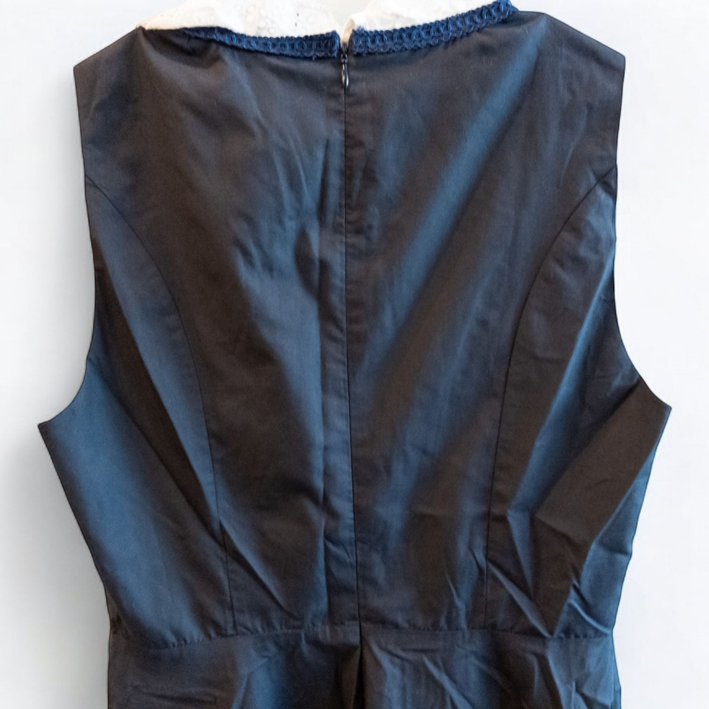 Glorystar vintage German Oktoberfest costume black dress with lace blouse and blue apron set hanging on white door image 6