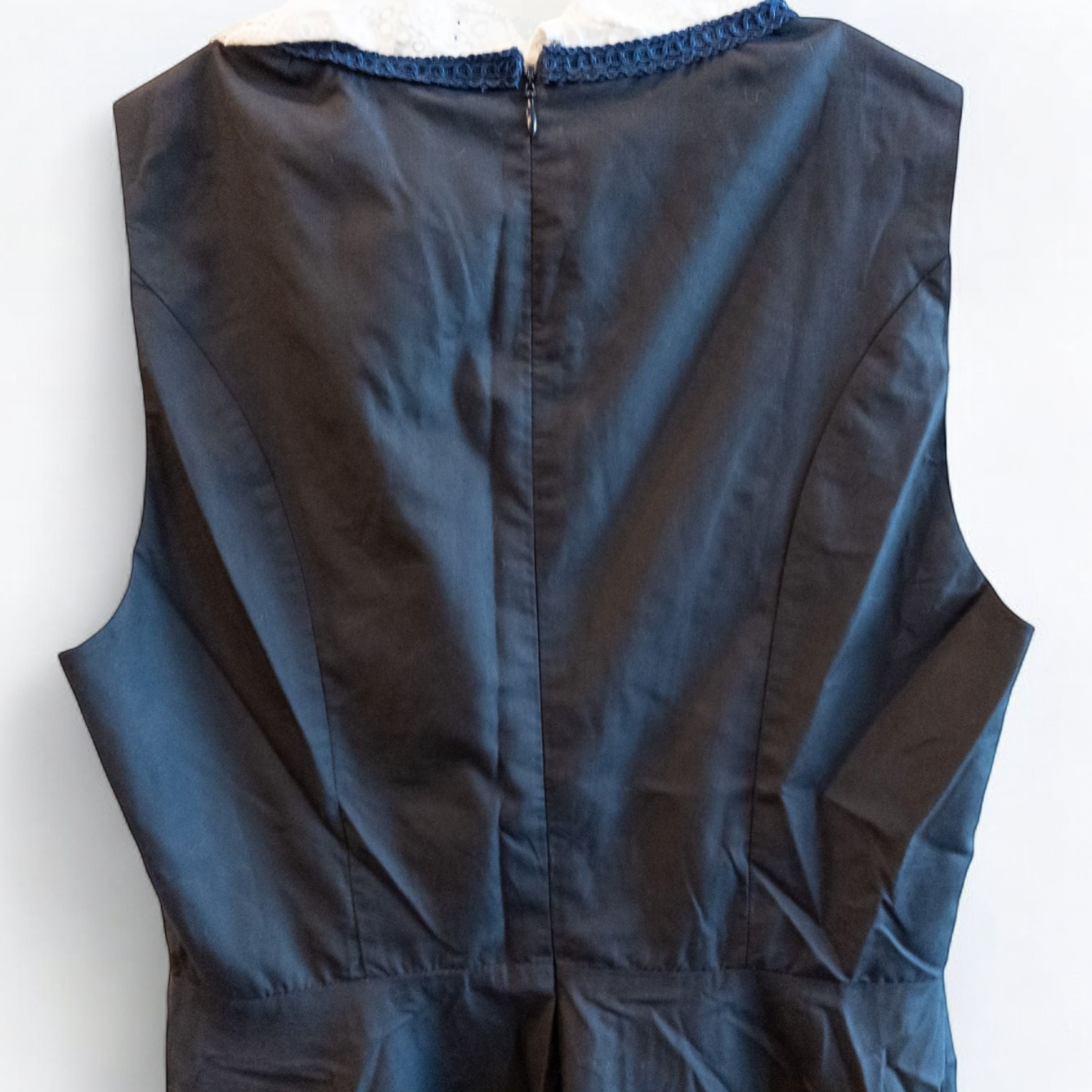 Glorystar vintage German Oktoberfest costume black dress with lace blouse and blue apron set hanging on white door image 6