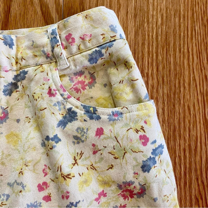 Coldwater Creek Vintage Yellow Pastel Floral Pants Jeans Womens 8