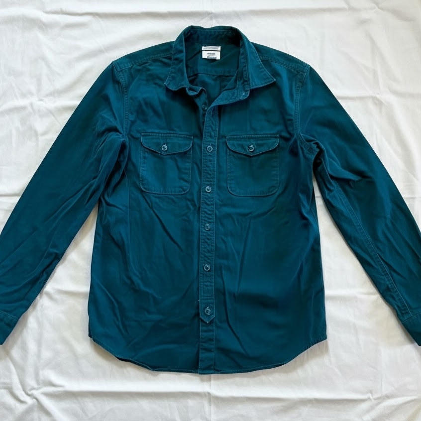 Old Navy Green Pine Your Mann Long Sleeve Heavy Twill Shirt Mens Medium