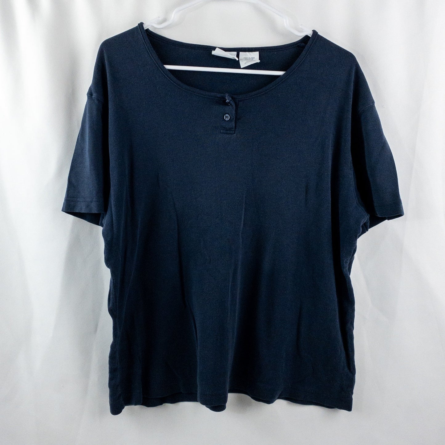 Bobbie Brooks Vintage Navy Blue Button Tee Shirt Womens XLarge
