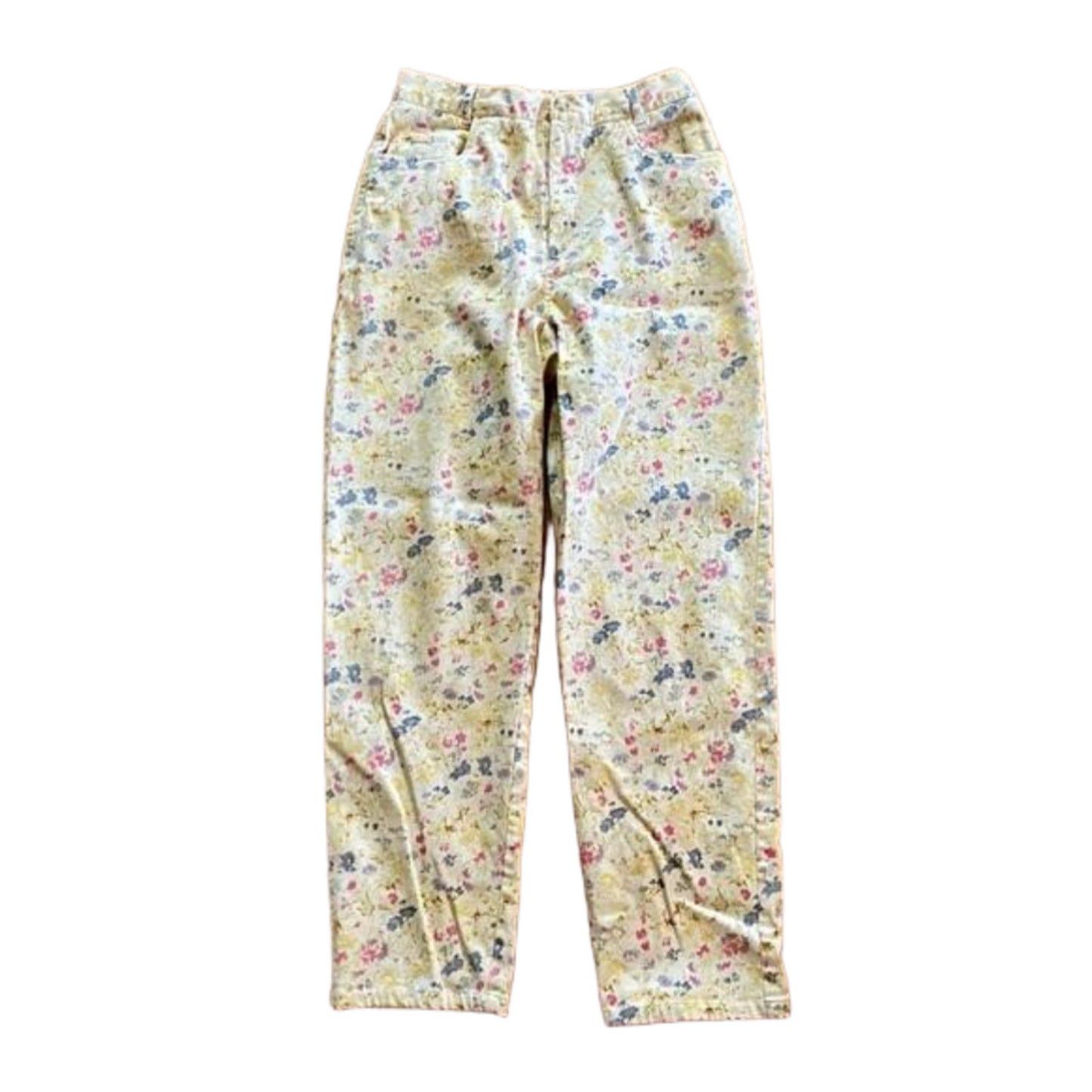 Coldwater Creek Vintage Yellow Pastel Floral Pants Jeans Womens 8
