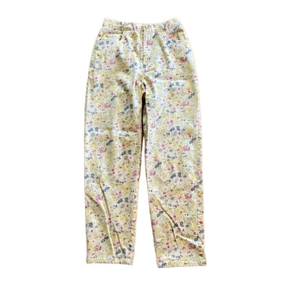 Coldwater Creek Vintage Yellow Pastel Floral Pants Jeans Womens 8