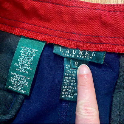 Lauren Ralph Lauren Vintage Y2K Navy Blue Cotton Shorts Womens 8