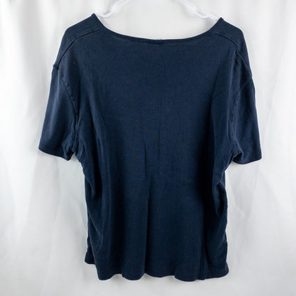 Bobbie Brooks Vintage Navy Blue Button Tee Shirt Womens XLarge