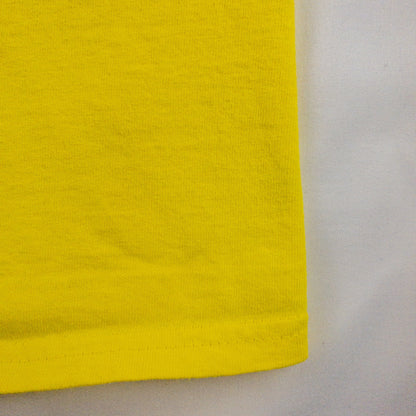 Champion Vintage Bright Yellow Logo Tee Shirt Top Mens Small / Medium