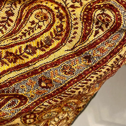Red Gold Floral Indian Pashmina Shawl Wrap Scarf Fringe Tassel Womens One Size