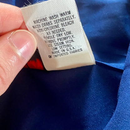 Judy Bond Vintage Blue Button-up Bow Blouse Womens 12 Petite