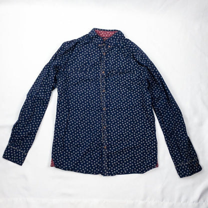 Paper Denim & Cloth Navy Floral Print Button Down Shirt Mens Medium