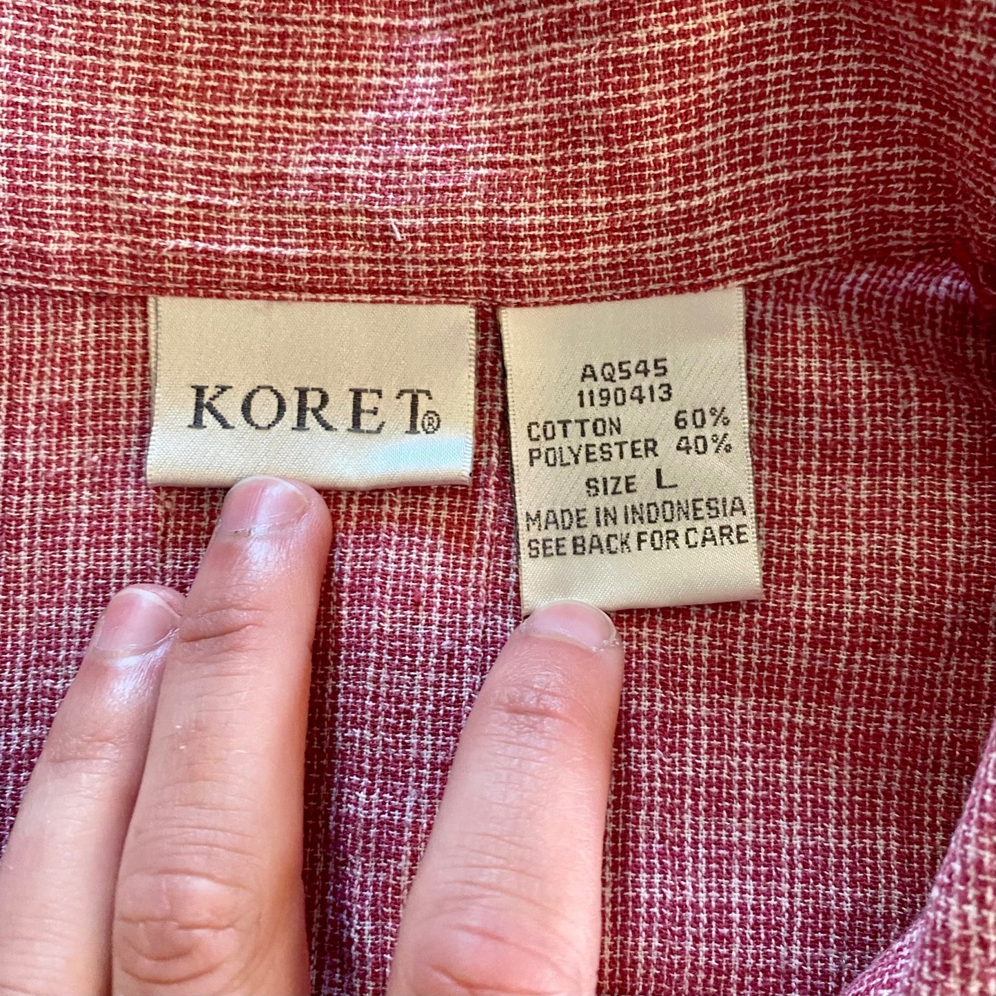 Koret Vintage Red Gingham Beaded Embroidered Button-up Shirt Womens Large