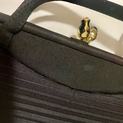 Crown Lewis Vintage Black Pleated Purse Evening Bag