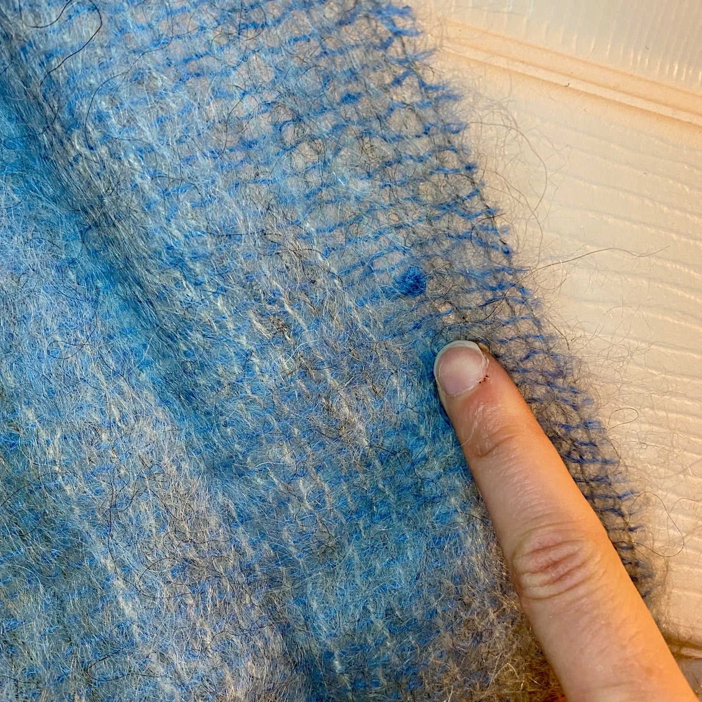 Samuel Tweed & Co Vintage Royal Scot Mohair Blue Knit Wool Scarf Unisex One Size