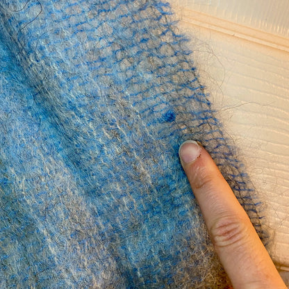 Samuel Tweed & Co Vintage Royal Scot Mohair Blue Knit Wool Scarf Unisex One Size