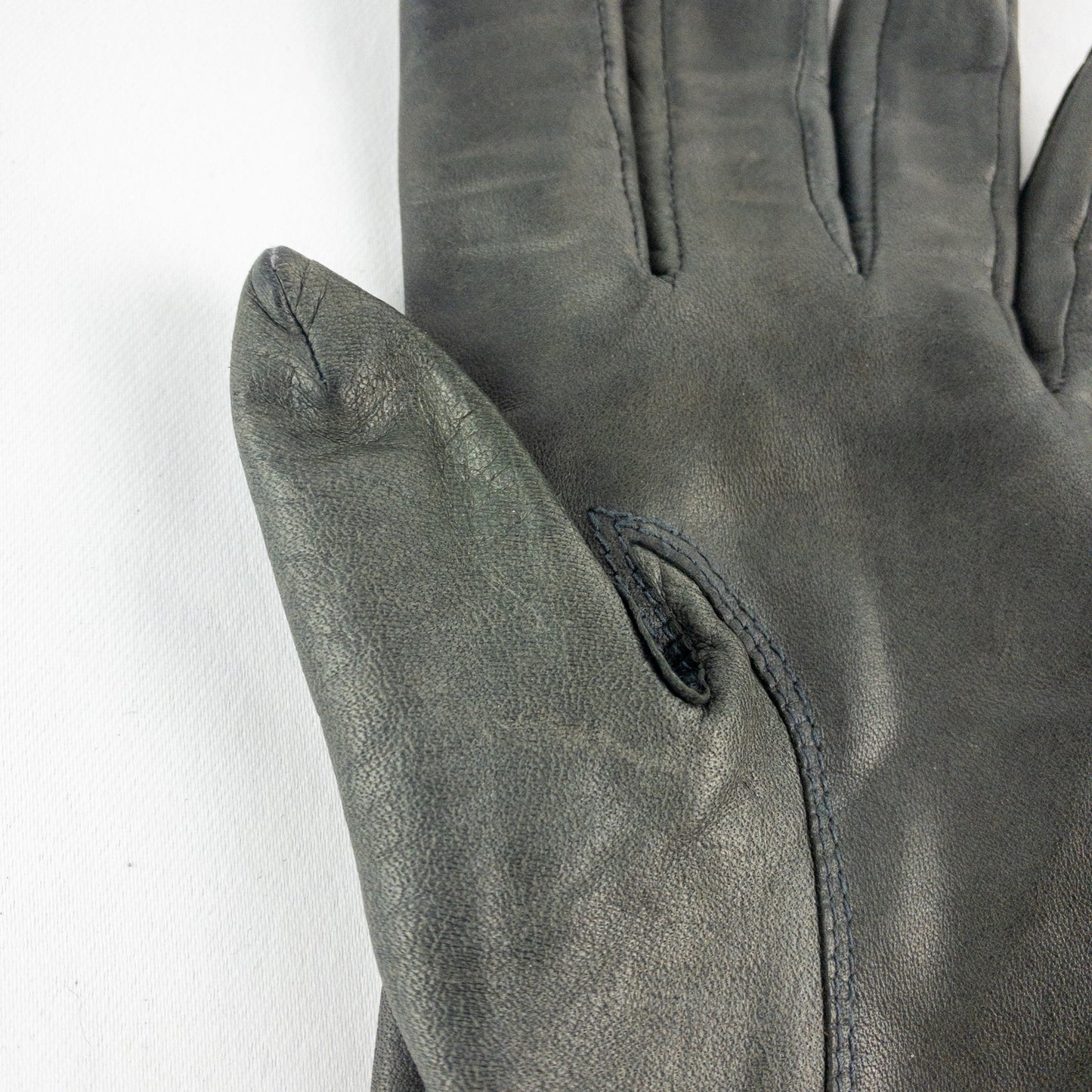 Fownes Vintage Dark Gray Leather Gloves Womens Medium 7