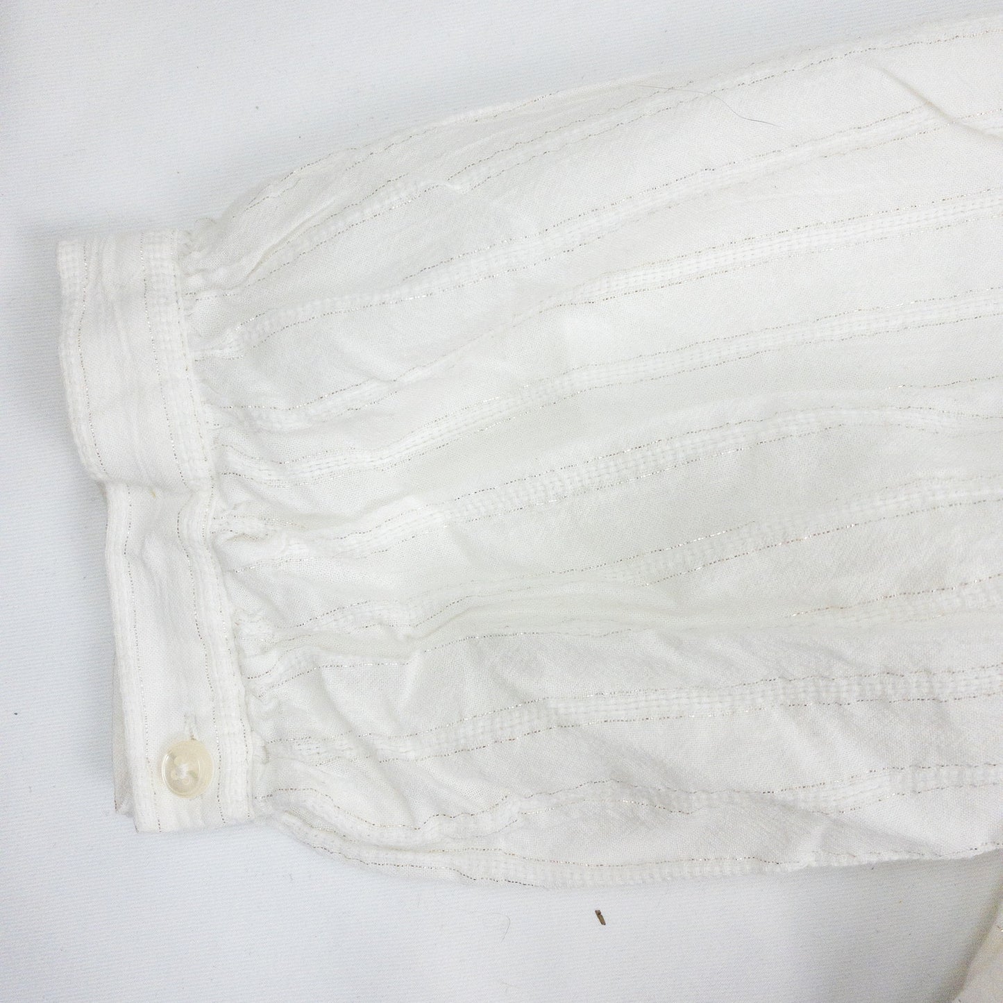 Madewell White Metallic Silver Striped Blouse Womens Small