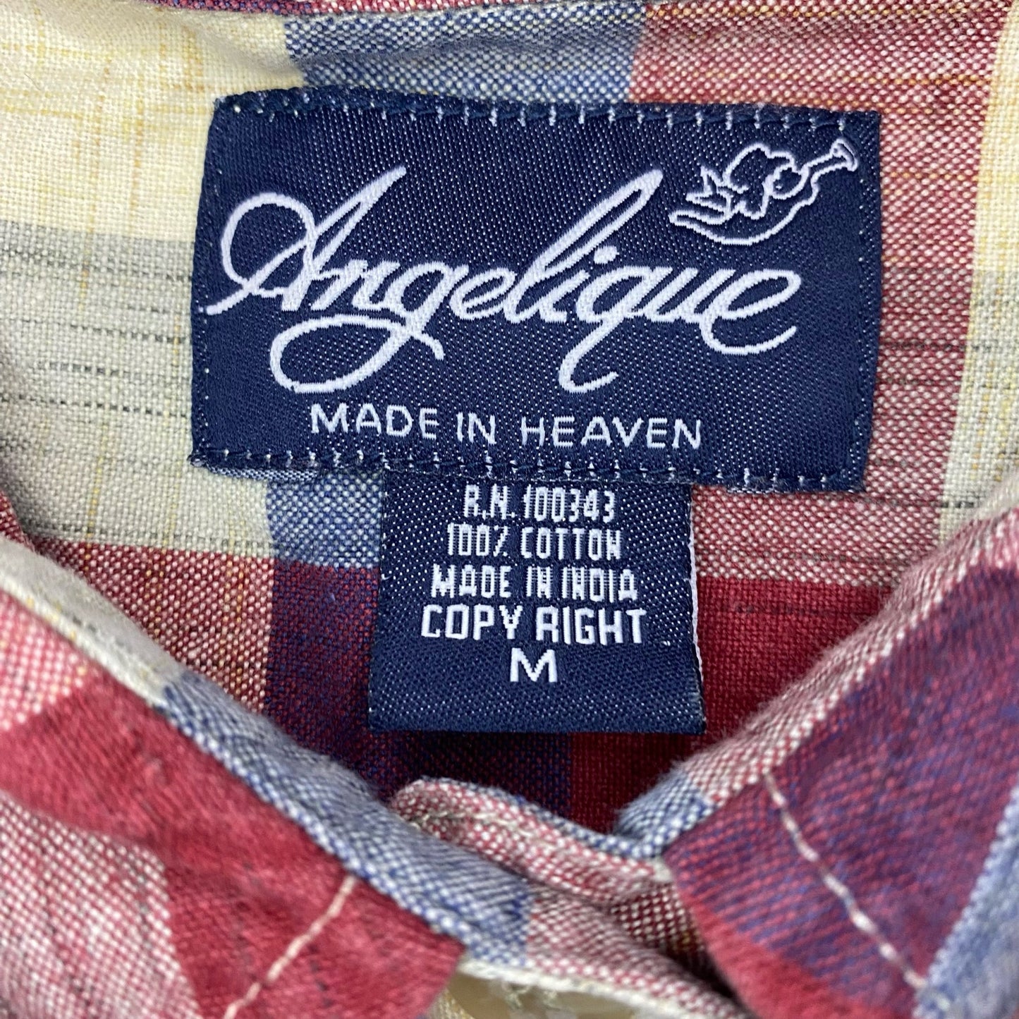 Angelique Vintage Red Striped Plaid Flannel Button-up Shirt Womens Medium