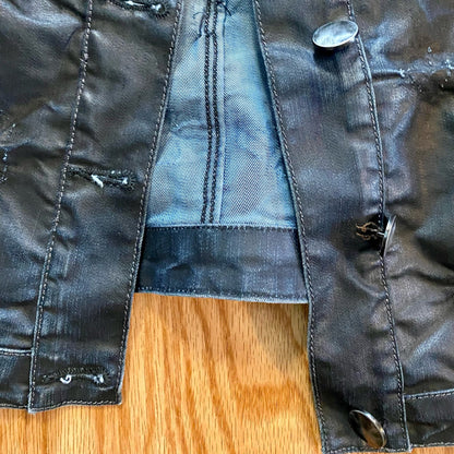 Aventures des Toiles Distressed Blue Denim Jacket Womens 38 Medium