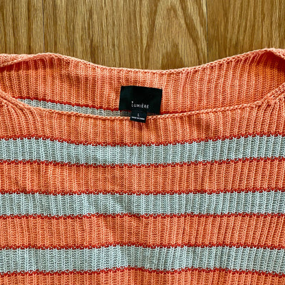 Lumiere Orange Striped Slouchy Knit Sweater Womens Large