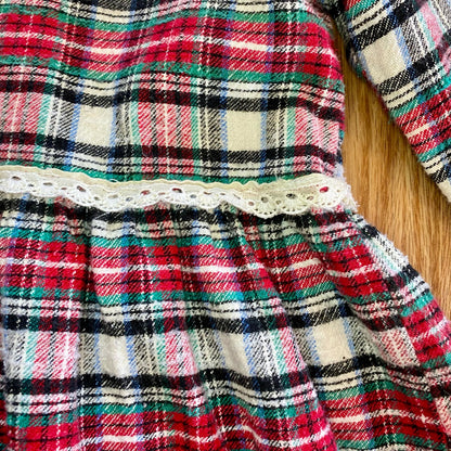 Bonnie Evans Vintage Plaid Tartan Flair Red Holiday Dress Girls Large