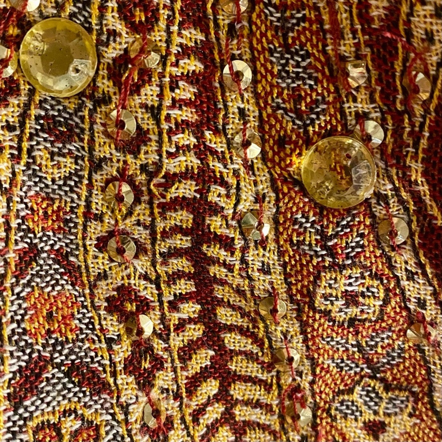 Red Gold Floral Indian Pashmina Shawl Wrap Scarf Fringe Tassel Womens One Size