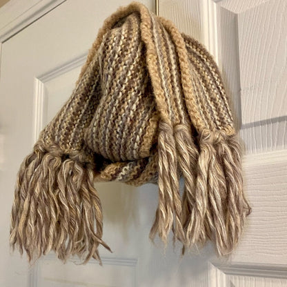 Aris Tan Striped Knit Tassel Scarf Unisex Womens One Size