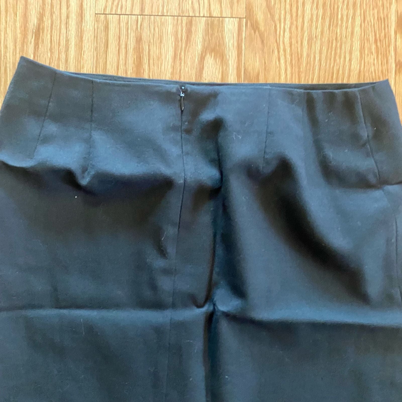 Pendleton vintage navy pencil skirt laid flat showing front and back views with tags and seams details image 6