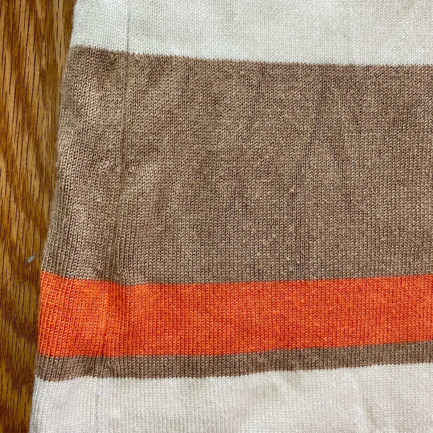 Cupio Tan White Striped Sweater Top Womens Medium
