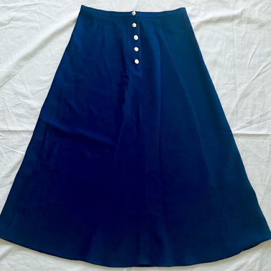 Lauren Ralph Lauren Vintage Navy Blue High Rise Wool Midi Skirt Womens 12 Petite
