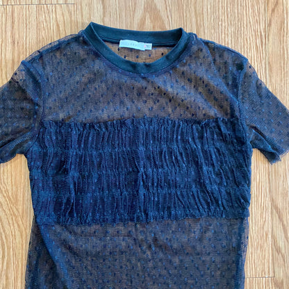 Lush Sheer Black Lace Whimsygoth Polka Dot Top Womens Small