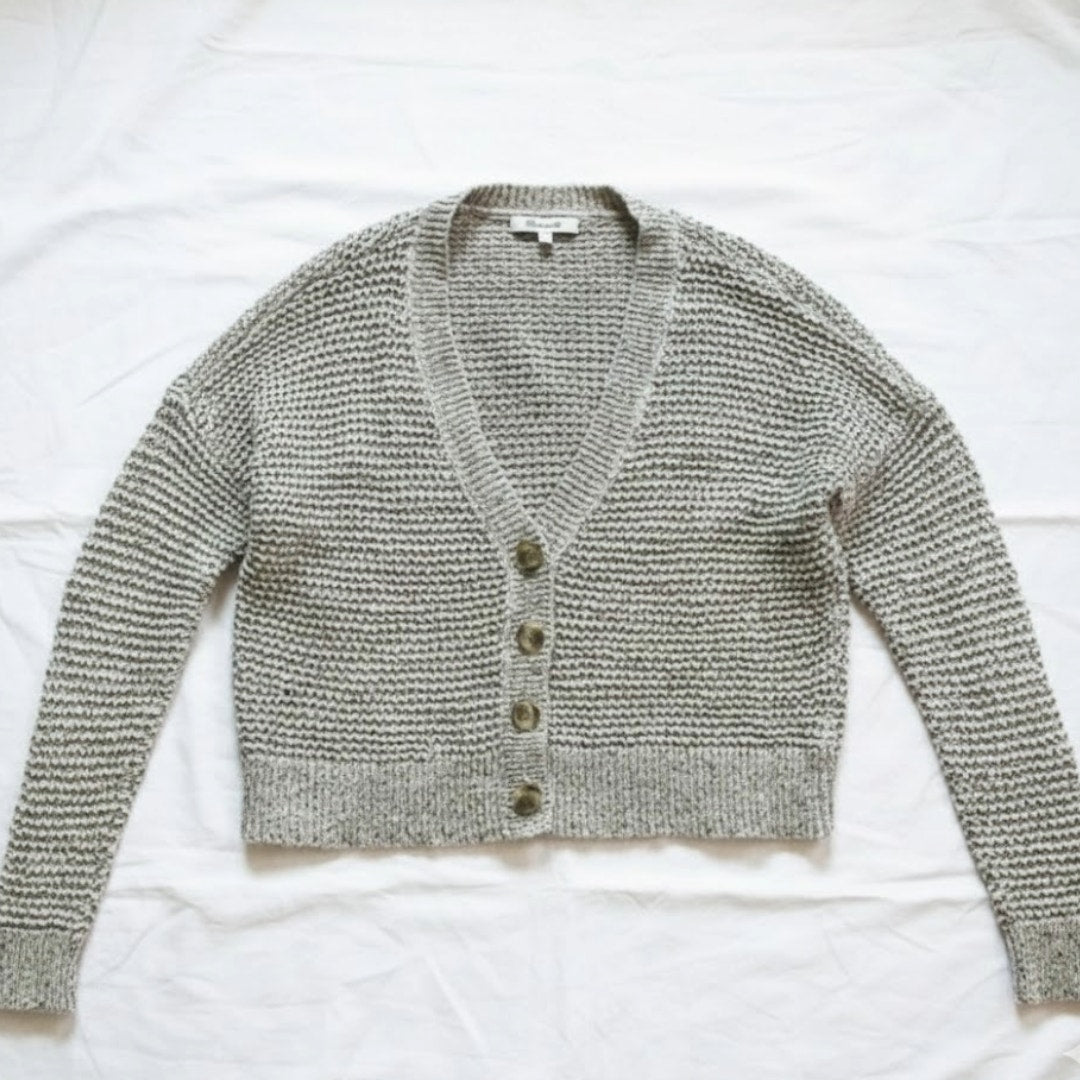 Madewell Cream Gray Marled Hartley Cardigan Sweater Womens Oversized XXSmall