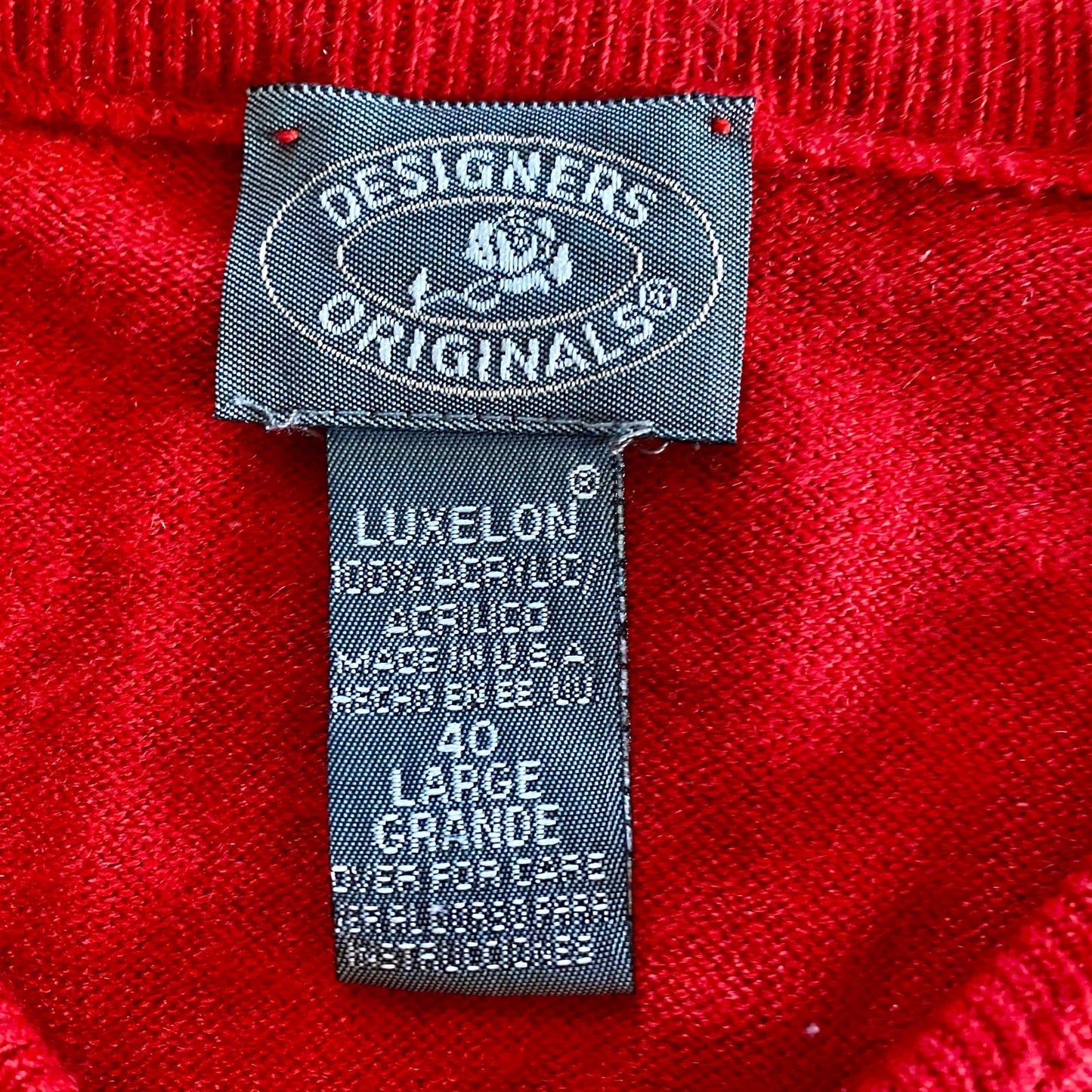 Designers Originals Vintage Red Short Sleeve Luxelon Sweater Womens Large