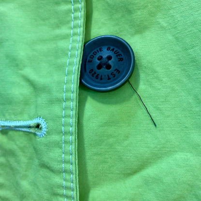 Eddie Bauer Lime Green Y2k Trench Coat Jacket Womens Small