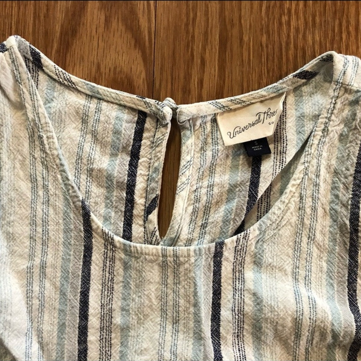Universal Thread Striped Blue White Linen Crop Tank Top Womens Small