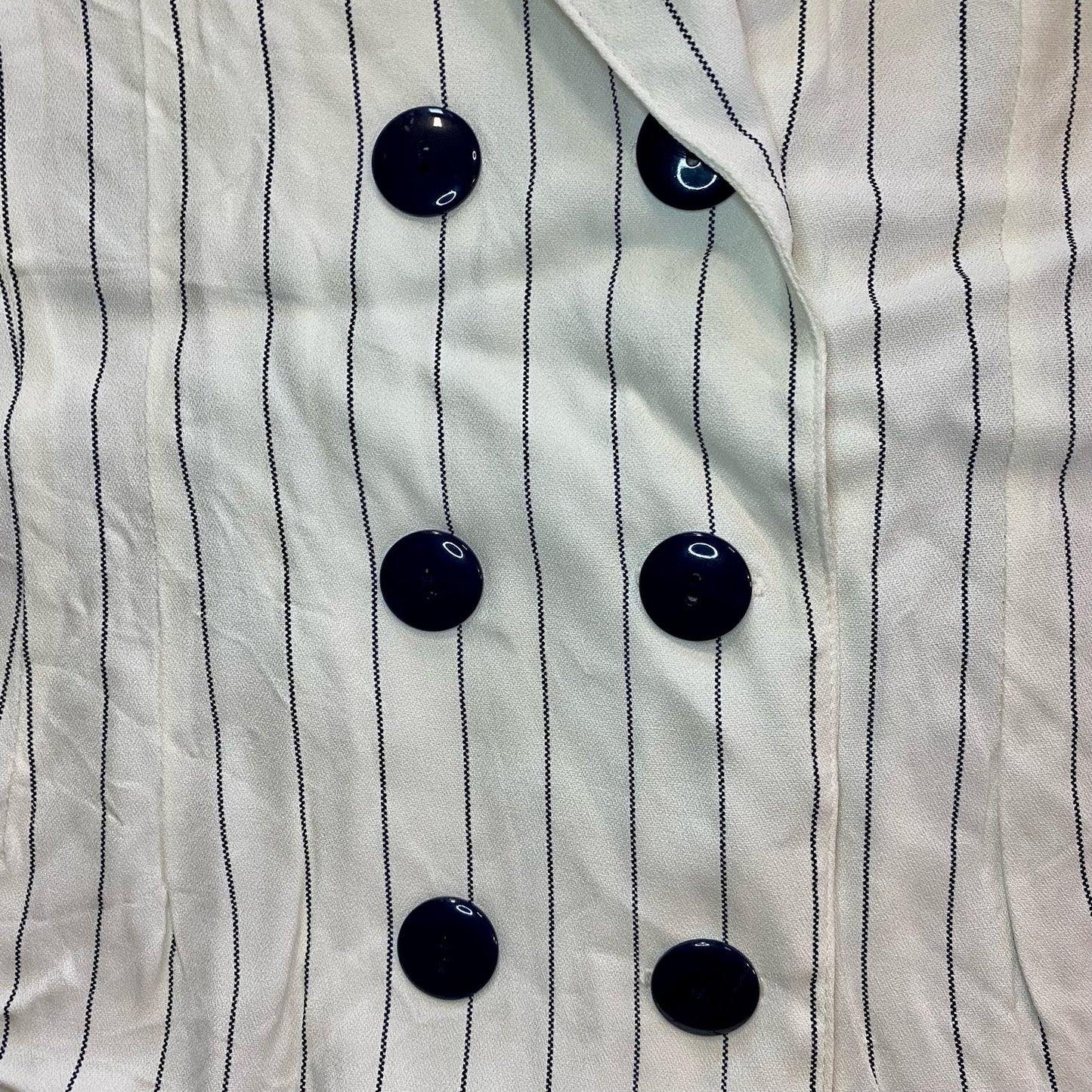 Francine Browner Vintage White Stripe Long Oversized Blazer Womens 6