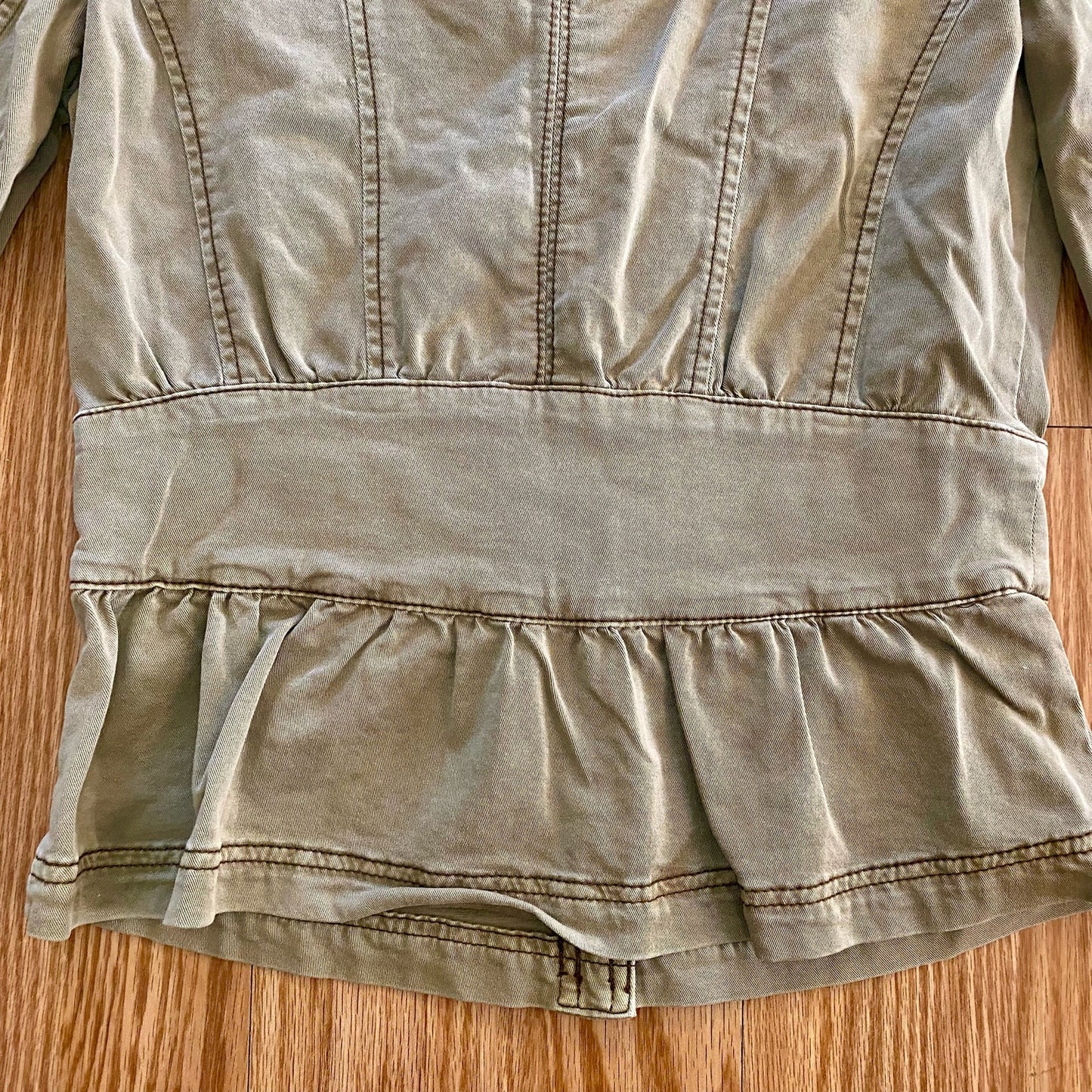 White House Black Market Olive Green Cotton Military Jacket Womens 0