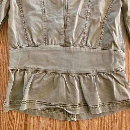 White House Black Market Olive Green Cotton Military Jacket Womens 0