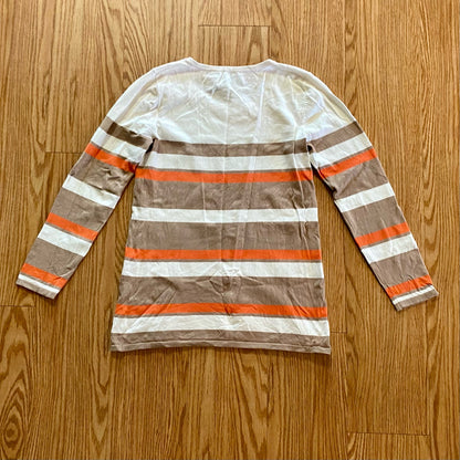 Cupio Tan White Striped Sweater Top Womens Medium